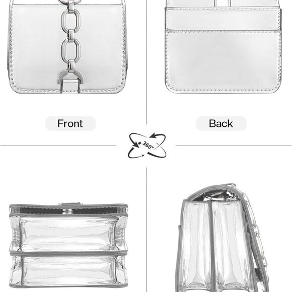 Mini Crossbody Bags for Women, Silver Evening Bags for Women with Built-in Mirro - Picture 7 of 9